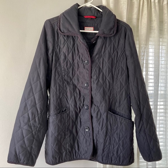 Hunter Jackets & Blazers - Hunter Quilted Jacket Navy Blue Elbow Patches 10